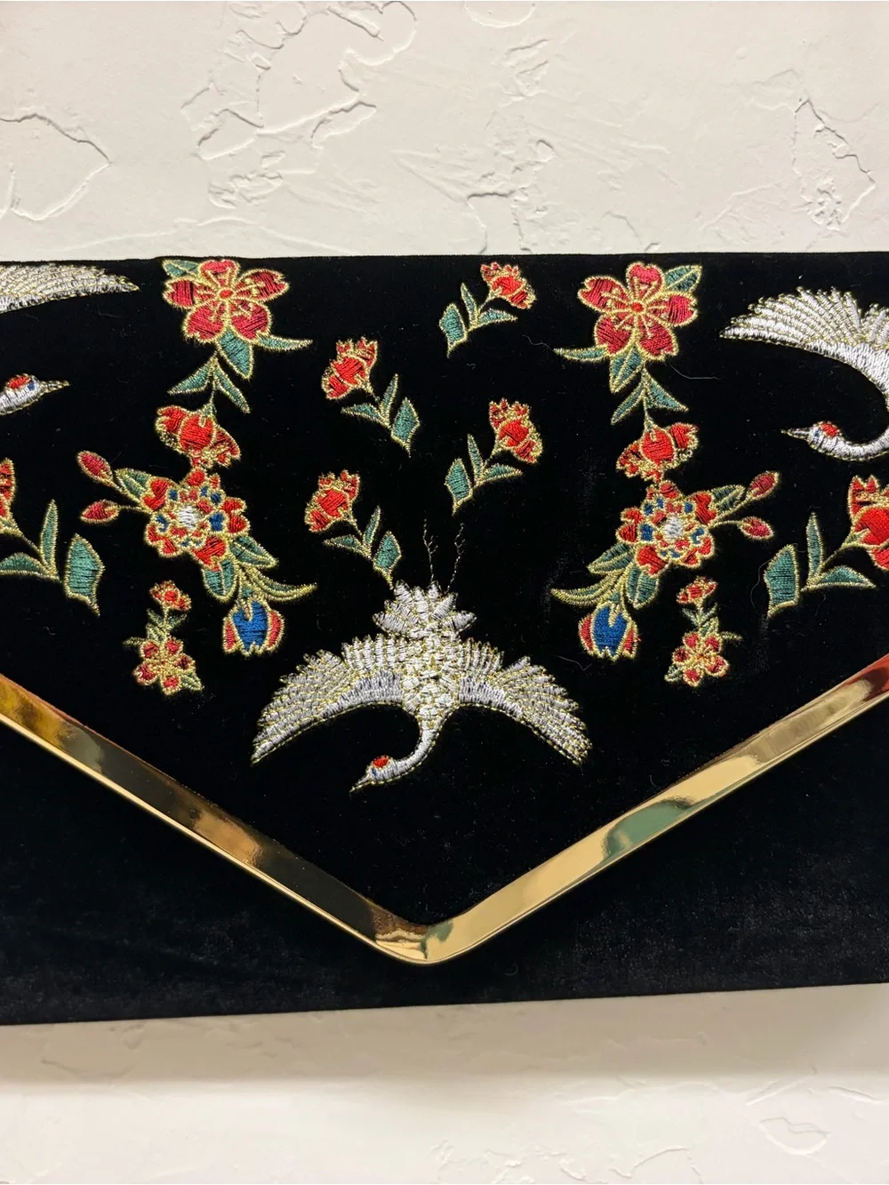 Neiman Marcus Black Velvet Evening Bag with Gold Hardware